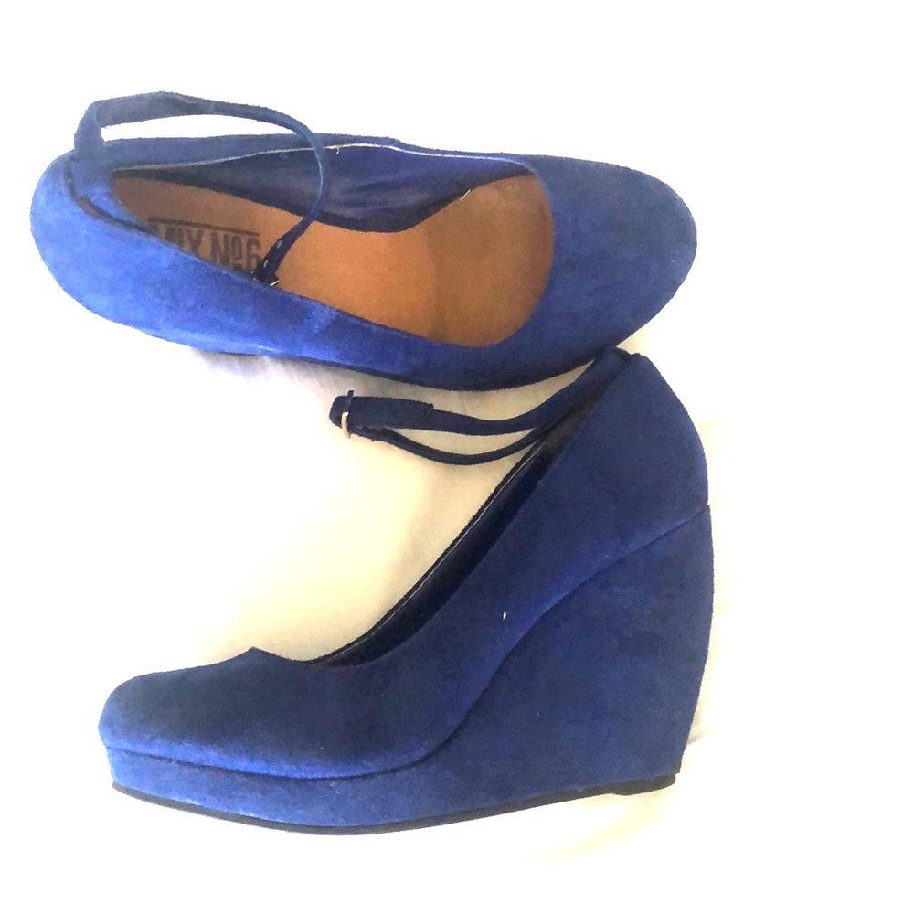 Electric Blue Babydoll Wedge Shoes